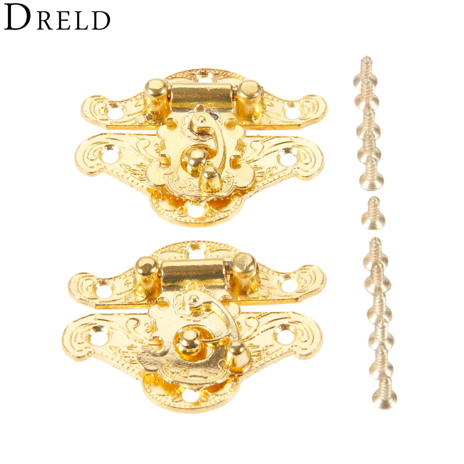 Furniture Hardware Manufacturer - DRELD 2Pcs Antike Gold Box Latch