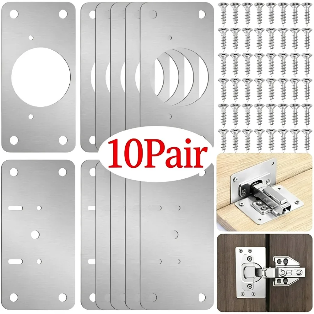 Cabinet Hinge Overlay - 10/1 Paar Scharnier-Reparaturplatten für Küchenschranktüren, Montageplatten